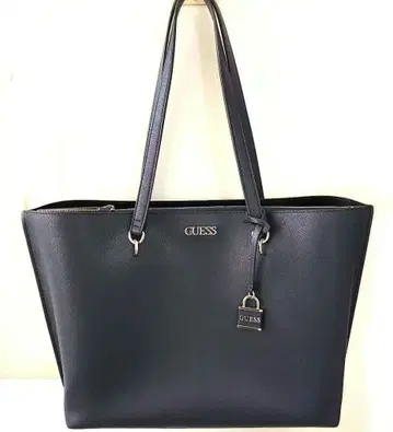 [ 새상품급 ] GUESS 게스 고급 가죽 네이비 토트백 핸드백
