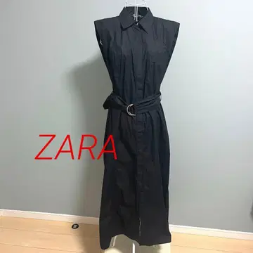 ZARA 슬리브리스 셔츠 원피스 블랙 코튼