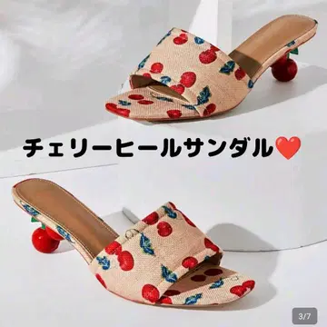 [귀여운] 체리힐 샌들 23.5cm 베이지 새상품 뮬