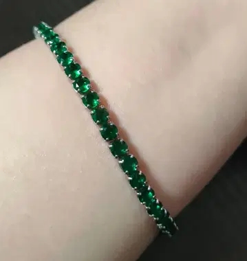 Emerald Style 에메랄드풍 그린 스톤 테니스 팔찌