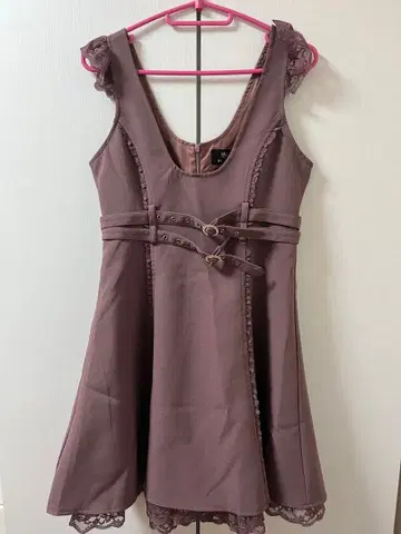 ROJITA 양산 지뢰 핑크 프릴 원피스 비쥬 벨트 포함
