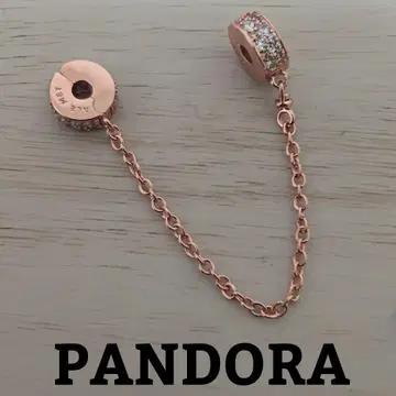 PANDORA 로고 세이프티 체인 로즈 골드