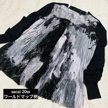 sacai 20ss 월드맵 패턴 백 플리츠 가디건