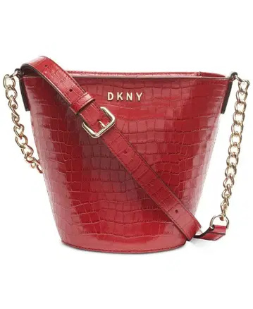 DKNY 다나카란뉴욕 가죽 체인 버킷 백 빨간색