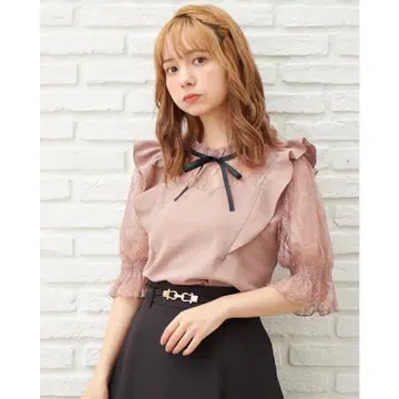 나시폰 소매 레이스 프릴 보타이 TOPS INGNI 잉그
