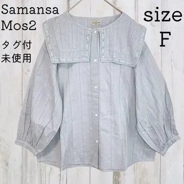 새상품 사만사 모스모스 도비 레이스 세일러 블라우스 민트