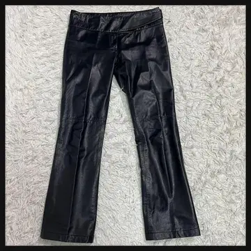 Theory 카우 레더 팬츠 부츠컷 허리 밴드 size4