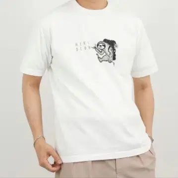 HIKE SLOW 나마케모노 프린트 T셔츠 화이트