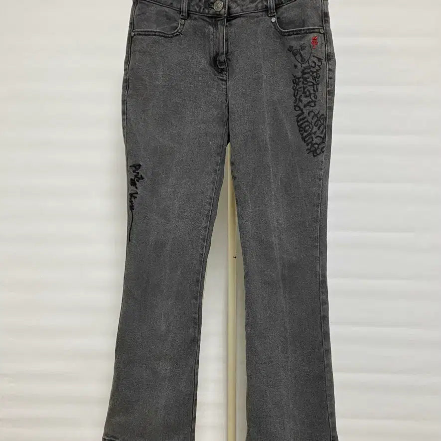 Badblood Lion Patch Washed Barrel Pants - Blue Denim Check