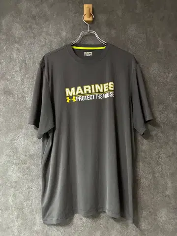 미군 기지 방출품 언더아머 MARINES 티셔츠 그레이 L 사이즈