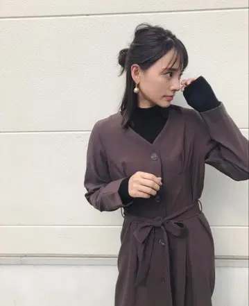 브라운 카키 롱 원피스 입학식 졸업식