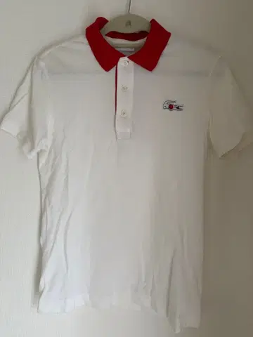 LACOSTE 피케 셔츠 화이트 레드 라코스테 S