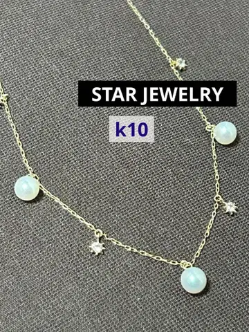 새상품급 프레쉬 워터 펄 & 화이트 토파즈 목걸이 k10 10금