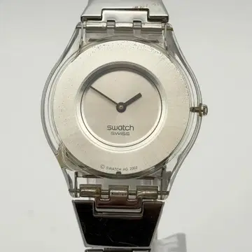 Swatch Skin 시리즈 실버 다이얼 클리어 플라스틱 케이스