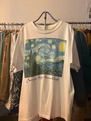 80s 고흐 별이 빛나는 밤 셔츠 아트T