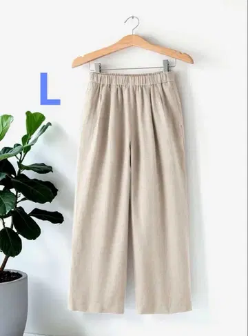무인양품 린넨 세탁 마감 이지 와이드 팬츠 (자연색).L