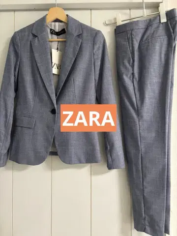 새상품! ZARA 팬츠 수트 상하의 셋업 블루 봄/여름용 9호 정도