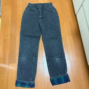 L.L.Bean 엘엘빈 데님 팬츠 90s 안감 체크 그린