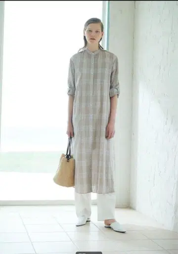 theory luxe LAILA YARN 체크 롱 원피스 2WAY
