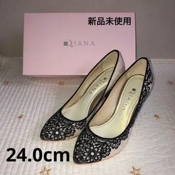 미사용 새상품 DIANA 펌프스 레이스 베이지 블랙 24.0cm