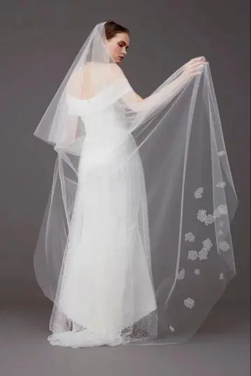 80 x 250 트리트 드레싱 자수 웨딩 롱 베일