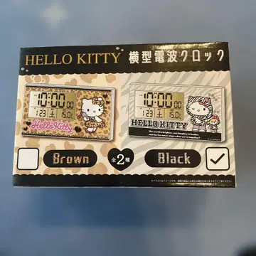 헬로키티 가로형 전파 시계 블랙 제브라 Hello Kitty