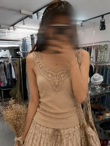 크로셰 레이스 탱크탑 페어리 그런지 모리걸 Y2K 헤이세이 갸루