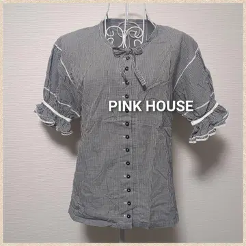 PINK HOUSE 깅엄 체크 반팔 블라우스