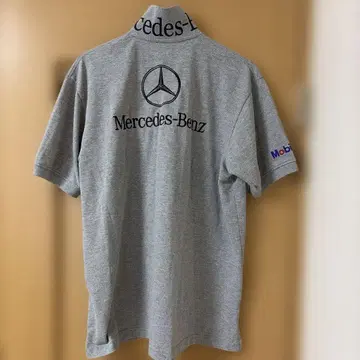 Mercedes-Benz 피케 셔츠 그레이 자수 로고