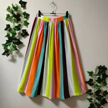 TSUMORI CHISATO 멀티 컬러 스트라이프 플레어 스커트