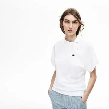 [LACOSTE] 라코스테 변형 기모노 슬리브 화이트 피케 셔츠