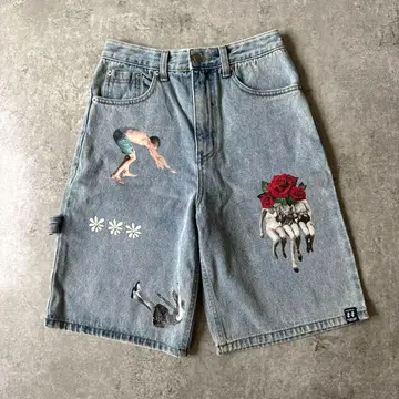 youthbath 프린트 데님 숏팬츠 하프 팬츠