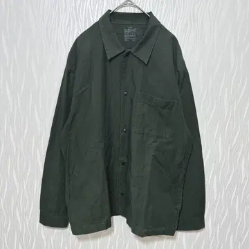 무인양품 셔츠 자켓 L-XL 다크 카키 오버 사이즈 면 100%