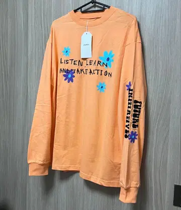 새상품 jouetie 쥬에티 긴팔 T셔츠 오렌지 꽃무늬 자수 롱T