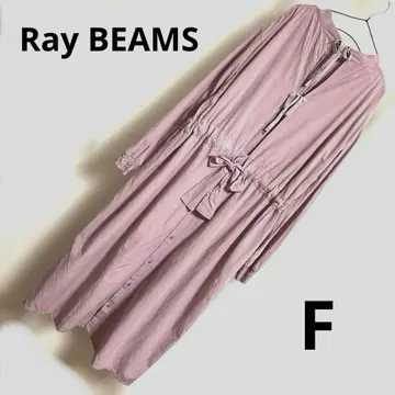 레이빔즈 핑크 원피스 백리본 롱 기장 긴팔 가운 2way