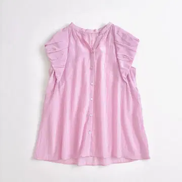 ANAYI 라이트론 퍼프 슬리브 블라우스 핑크 38 컨디션 최상 D440