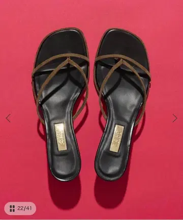GRISE 4.5cm 가죽 내로우 통 뮬 샌들 카멜 사이즈 XL