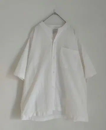 무인양품 인도 면 빨아 말린 스탠드 오픈 카라 반팔 셔츠