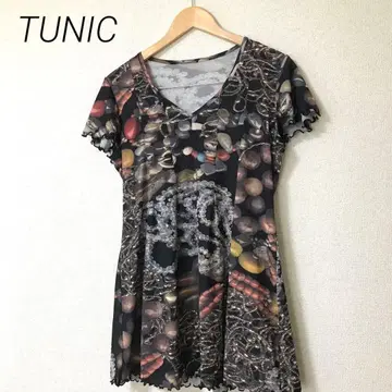 TUNIC 카모이 요코 보석 패턴 튜닉 티셔츠 파워넷