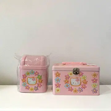 키티 카오하나 캔 케이스 스틸 쓰레기통 탁상 더스트 박스