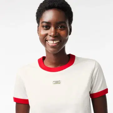 LACOSTE TENNIS 링거T셔츠 화이트 레드