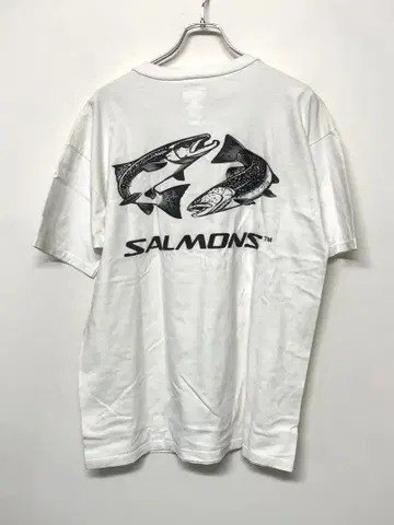 LIFEWEAR USA제 구제 의류 연어 SALMON 프린트 T셔츠