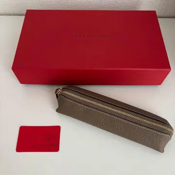 새상품급 BONAVENTURA 펜 케이스 슈링크 가죽 토프