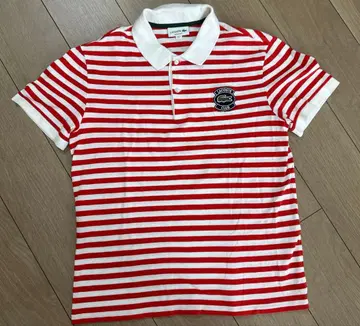 LACOSTE CLUB 피케 셔츠 보더 레드 화이트