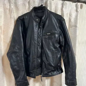 Rookie Leathers 천연 가죽 라이더 자켓 블랙 M