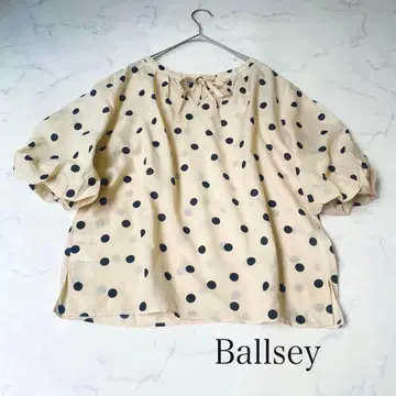 Ballsy 보르지 퍼프 슬리브 도트 블라우스 도트 베이지 x 블랙 36