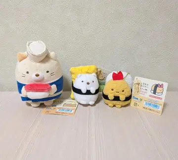 새상품 스미코구라시 초밥 봉제 인형 걸이 고양이 시로쿠마 새우튀김