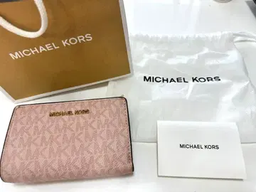 MICHAEL KORS 3단 폴더형 지갑 핑크 로고