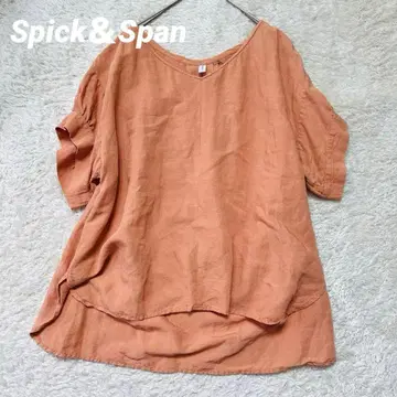스픽 앤 스팬 린넨 레이온 개더 블라우스 워셔블 오렌지