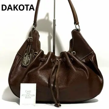 상태 좋음 DAKOTA 드로우 스트링 토트백 천연 가죽 다크 브라운